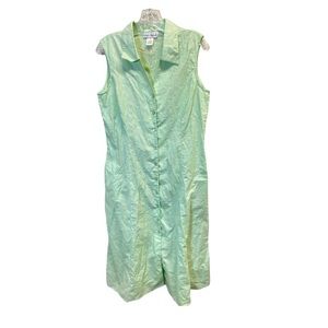 Gayle Burbank Green Floral Embroidery Open Dress Size 10P